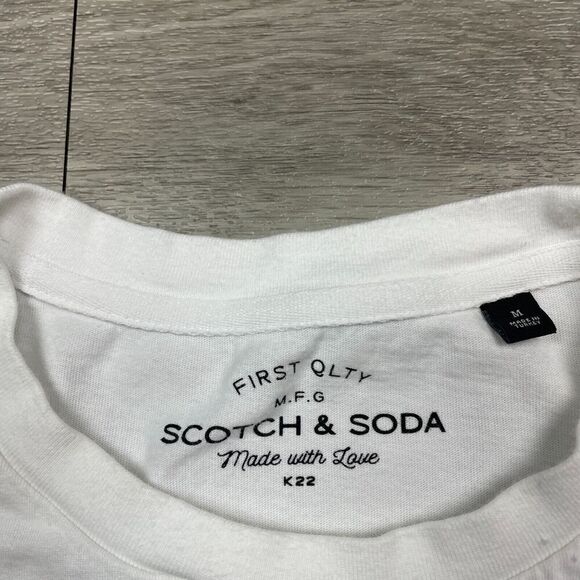 Scotch Soda Shirt Mens Medium White Short Sleeve Basic Logo Regular Fit - Picture 4 of 9